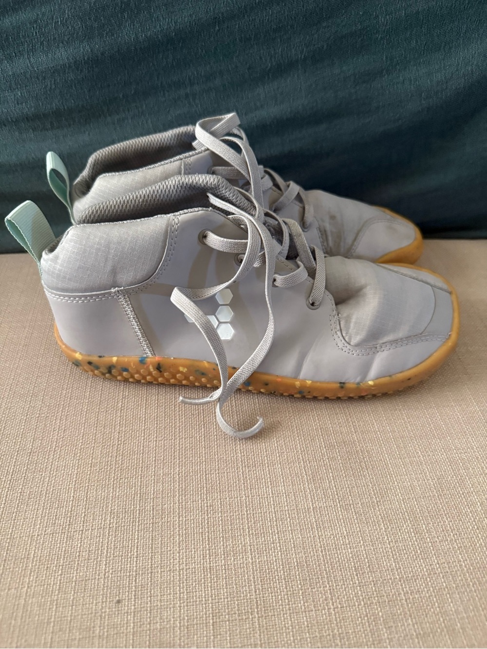 Vivo Barefoot Kids Light Gray High-Top Sneakers with Gum Sole